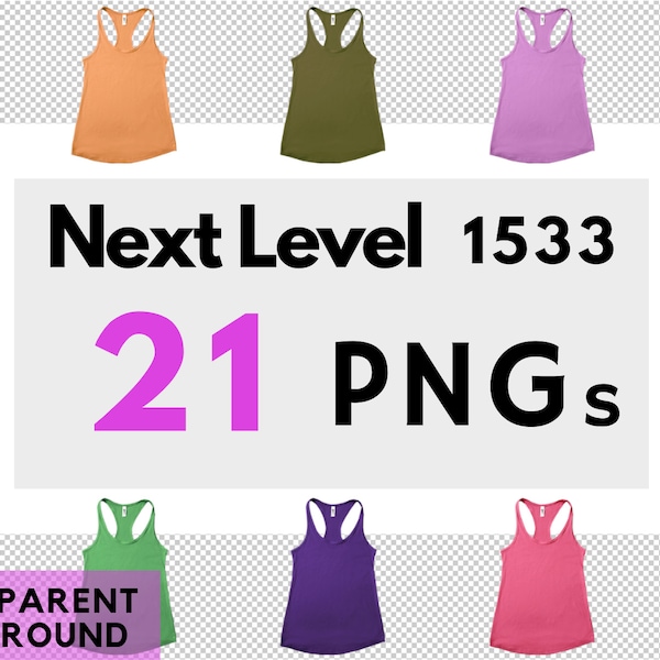 Next Level 1533 PNG File Mega Bundle, Tank Top Style On A Transparent Background