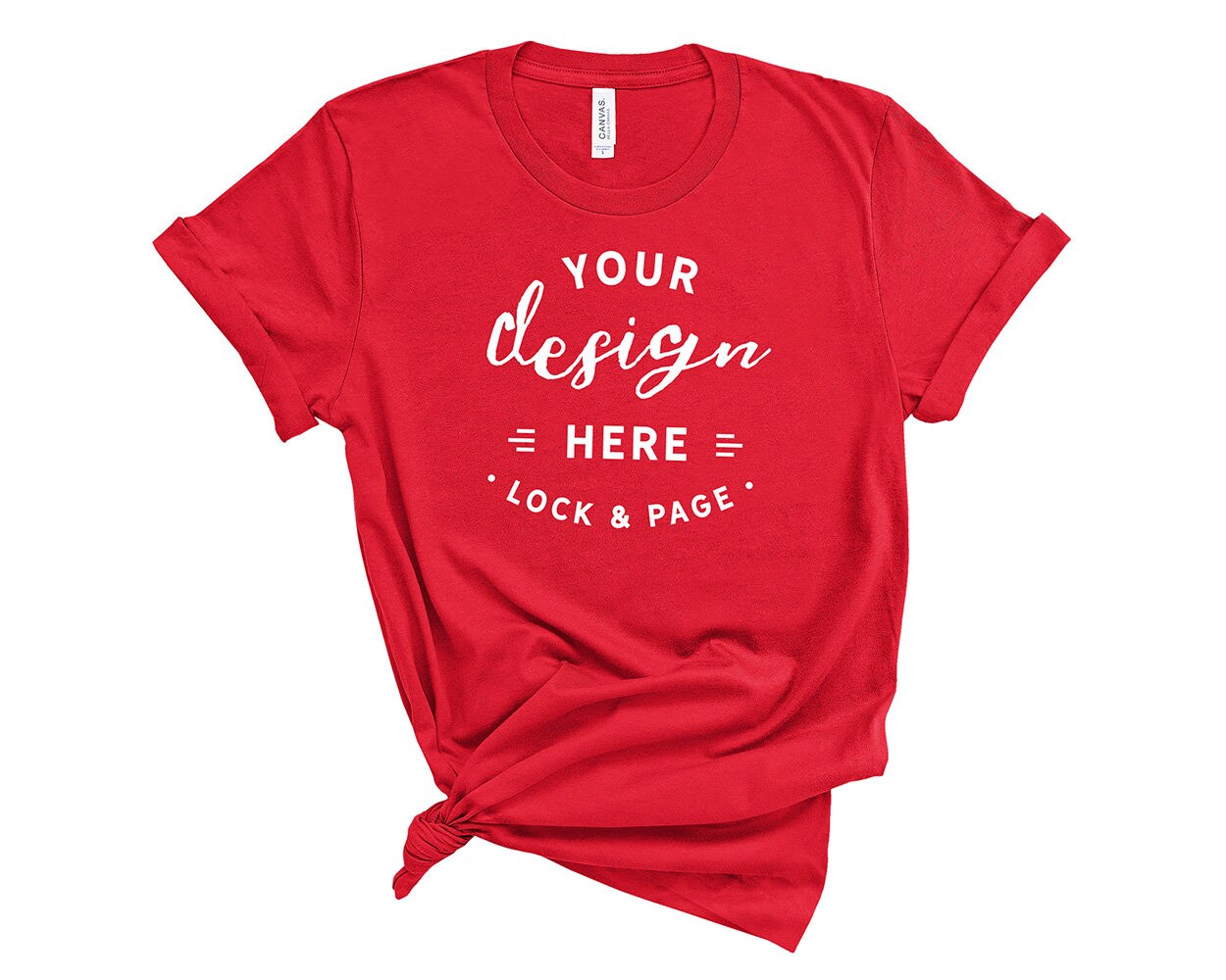 Red Bella Canvas 3001 T Shirt Mockup Plain White ...