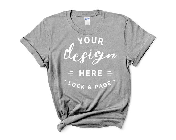 Gildan 5000 Sport Grey T Shirt Mockup Feminine Flat Lay On Etsy