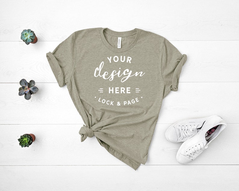 Bella Canvas 3001 Heather Stone Unisex Tshirt Mockup Flat Lay - Etsy