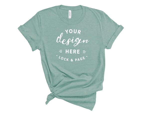 Heather Dusty Blue Bella Canvas 3001 T Shirt Mockup On Plain Etsy