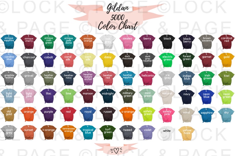 Gildan 5000 Color Chart T-Shirt Mockup Flat Lay | Etsy