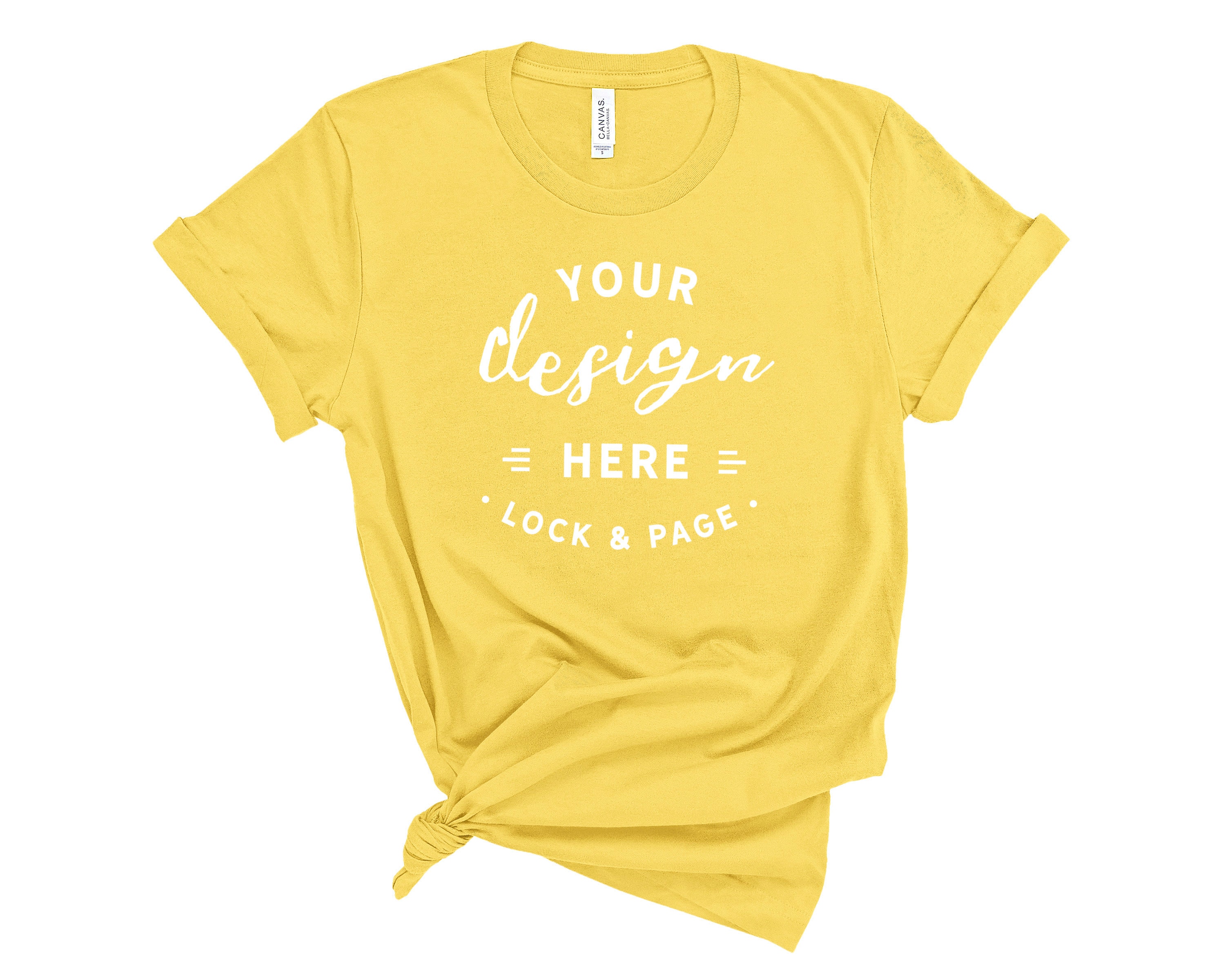 Download Maize Yellow Bella Canvas 3001 T Shirt Mockup On Plain White Etsy