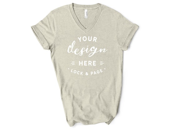 Bella Canvas 3005 Heather Stone V Neck T Shirt Mockup Short Etsy