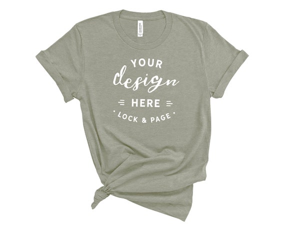 Heather Stone Bella Canvas 3001 T Shirt Mockup On Plain White Etsy