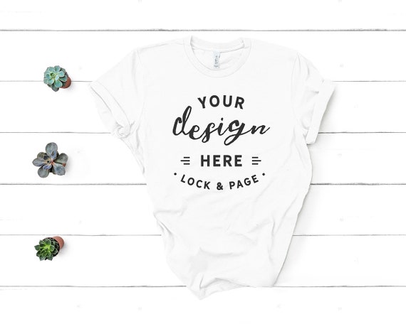 Bella Canvas 3001 White Unisex Tshirt Mockup Flat Lay Basic Etsy