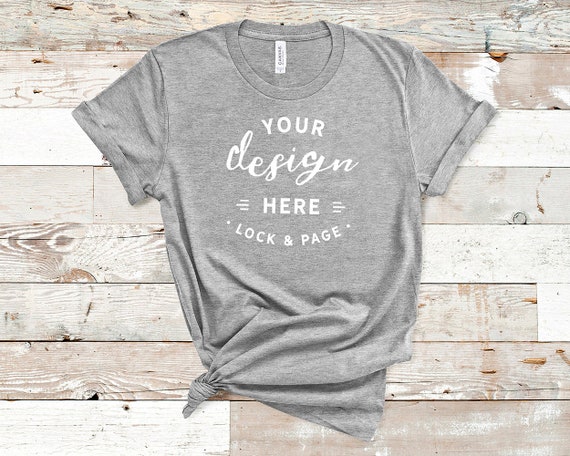 Athletic Heather Bella Canvas 3001 Tshirt Mockup Plain Beach Etsy