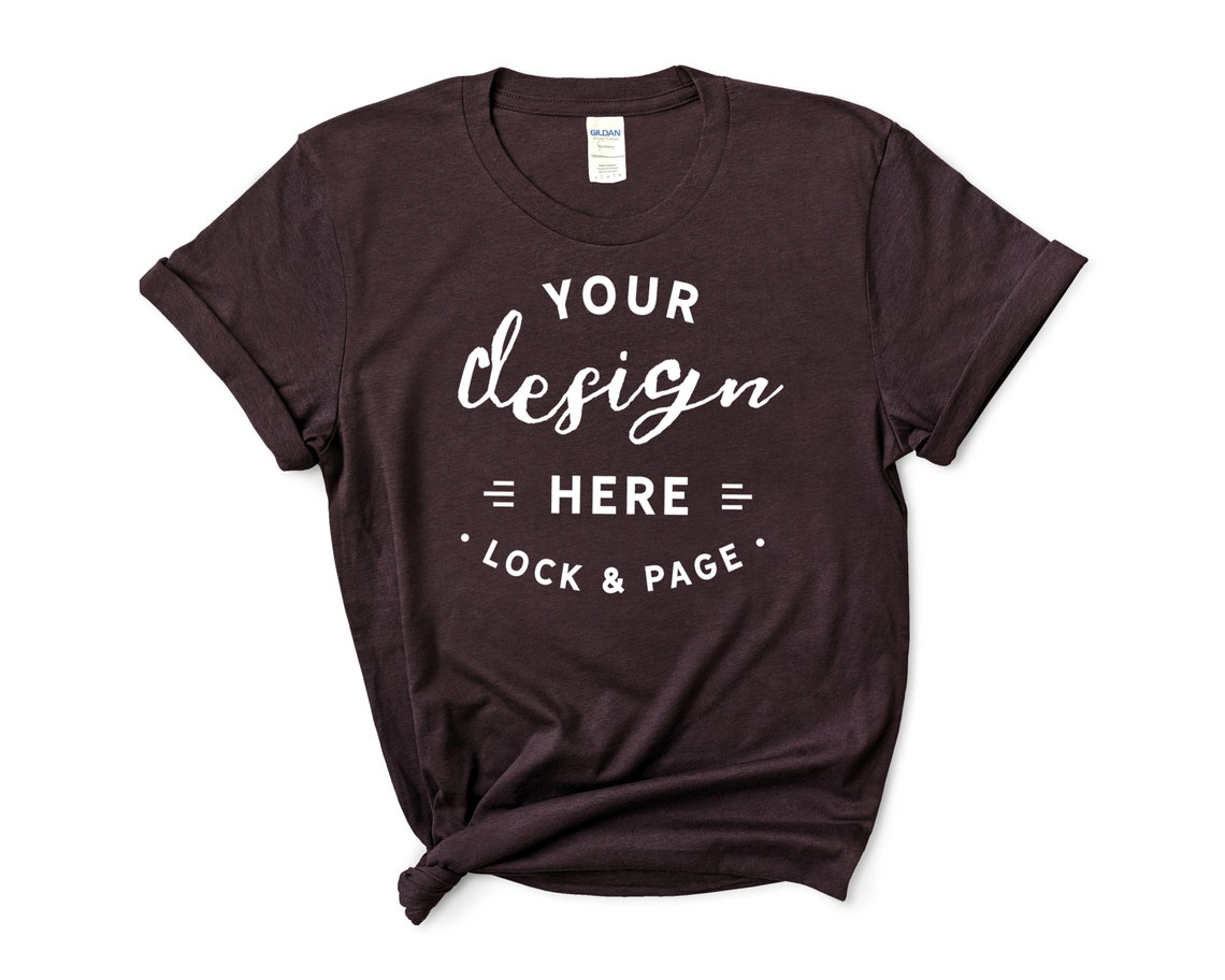 Download Gildan 5000 Russet T-Shirt Mockup Feminine Flat Lay On ...