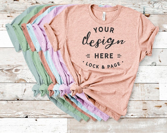 Download Bella Canvas Heather Prism Mockup 3001 Multiple Shirts Unisex Flatlay Mockup Dusty Blue Peach Mint Sunset Lilac Ice Blue Photography Art Collectibles Colonialgolfhart Com