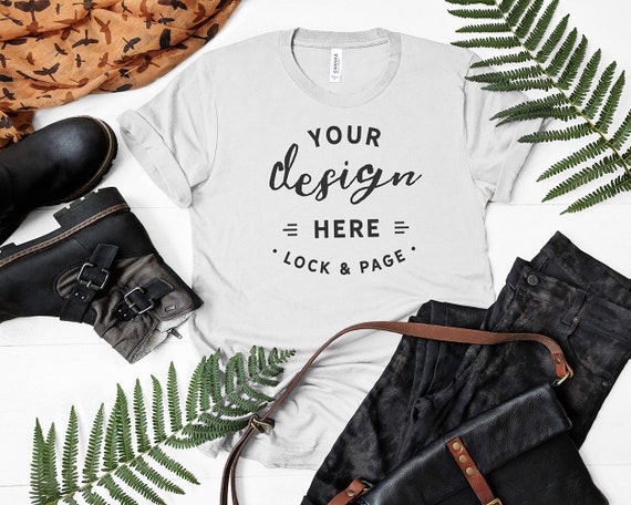 Fall Bella Canvas 3001 T Shirt Mockup Silver Autumn Mockup Etsy