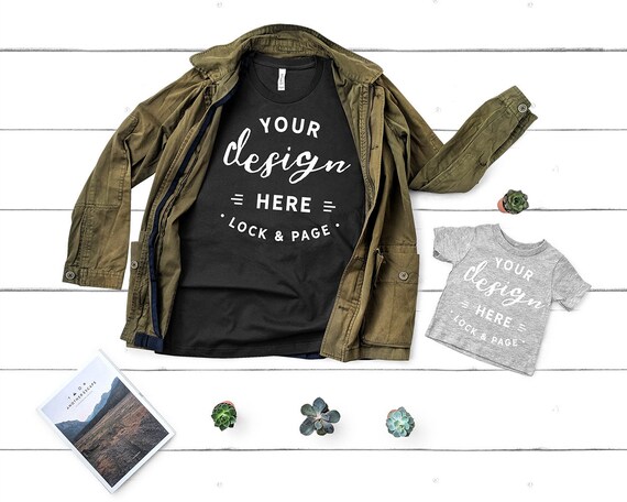Bella Canvas 3001 Mockup Black T Shirt Flat Lay Dad Father Son Etsy