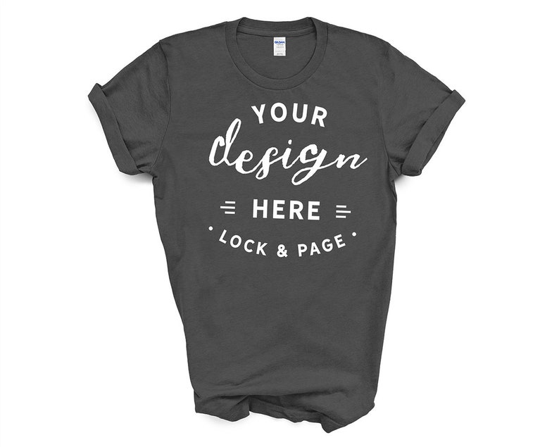 Download Dark Heather Gildan 64000 T-Shirt Mockup Men's Or Unisex ...
