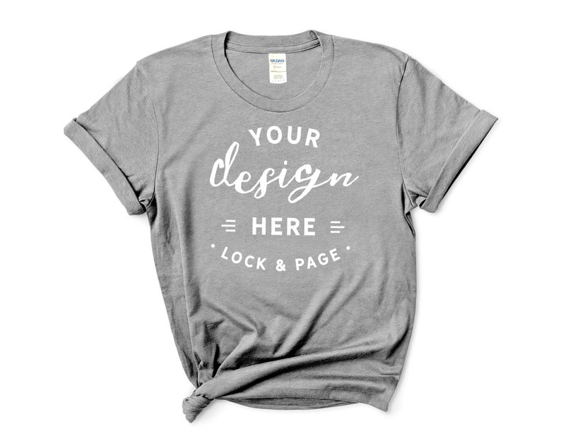 Gildan 5000 Sport Grey T-Shirt Mockup Feminine Flat Lay On ...