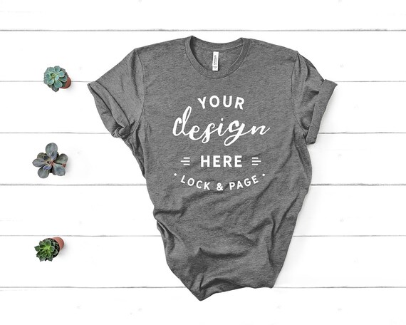 Bella Canvas 3001 Heather Storm Unisex Tshirt Mockup Flat Lay Etsy
