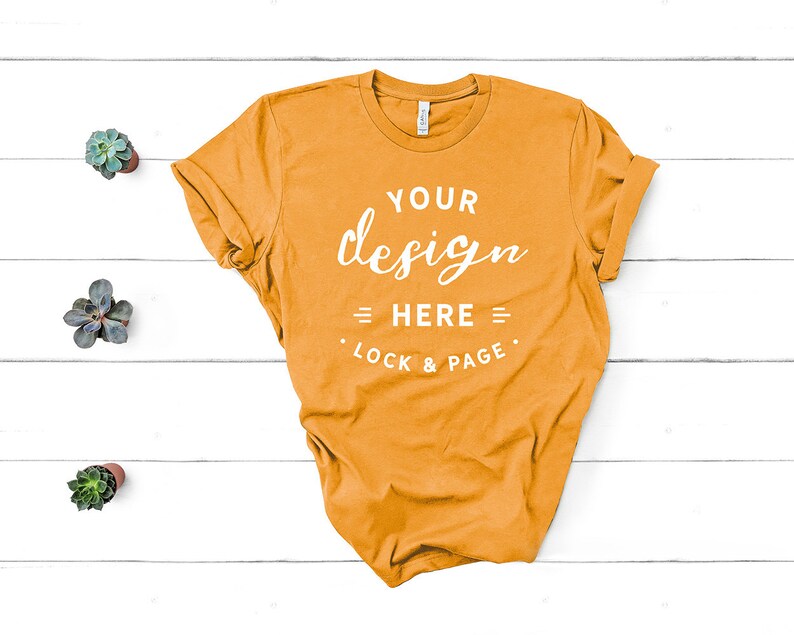 Download Bella Canvas 3001 Gold Unisex TShirt Mockup Flat Lay Dull | Etsy
