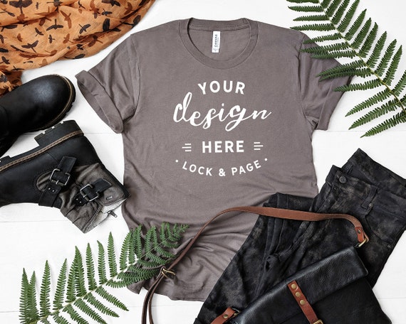 Fall Bella Canvas 3001 T Shirt Mockup Asphalt Autumn Mockup Etsy