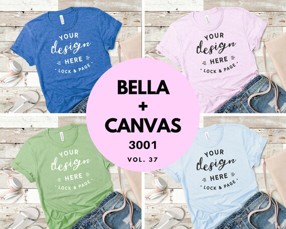 Bella Canvas Bundle Mockup 3001 T Shirt Flat Lay Collection Etsy