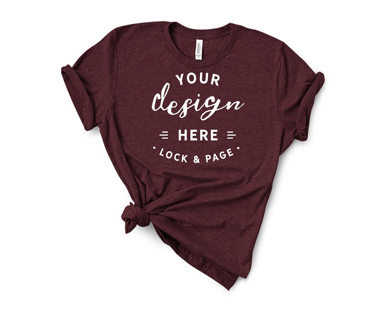 Download Bella Canvas 3001 Heather Maroon T Shirt Mockup Flat Lay ...