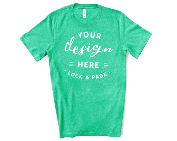 Men S Bella Canvas 3001 Heather Mint T Shirt Mockup Simple Etsy