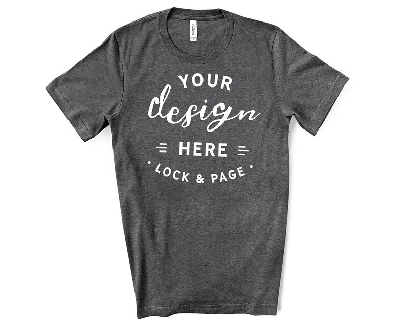 Men's Bella Canvas 3001 Heather Dark Grey T-Shirt Mockup | Etsy