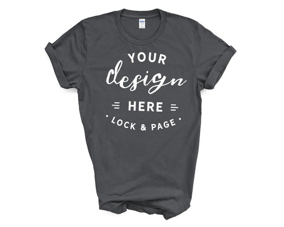 Charcoal Gildan 64000 T-shirt Mockup 
