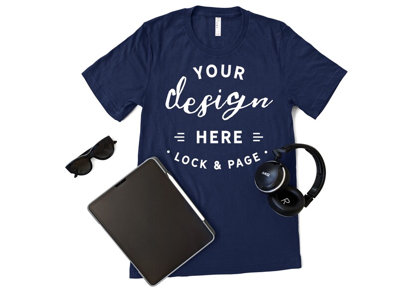 LAT 6901 Denim T-Shirt Mockup White Background Mens T ...
