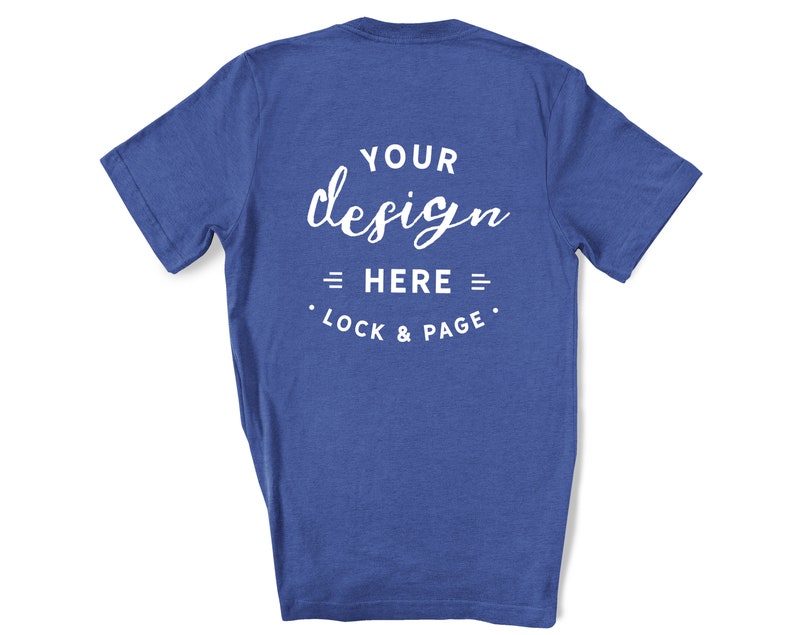 Download Back Of T-Shirt Mockup Heather True Royal Bella Canvas ...