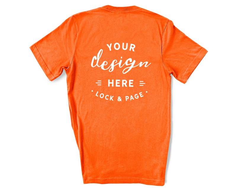 Download Back Of T-Shirt Mockup Orange Bella Canvas 3001 On Plain ...