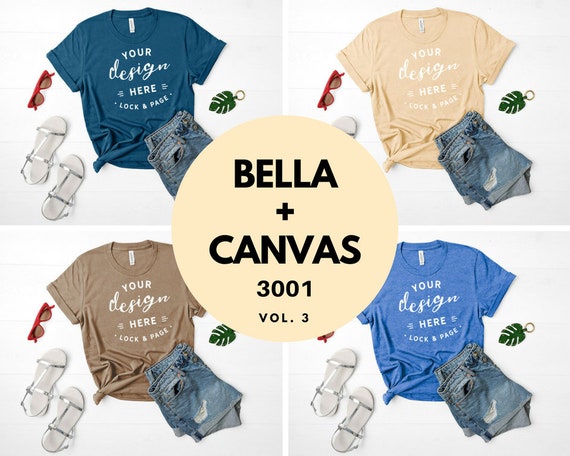 T Shirt Mockup Bundle Bella Canvas 3001 T Shirt Flat Lay Etsy
