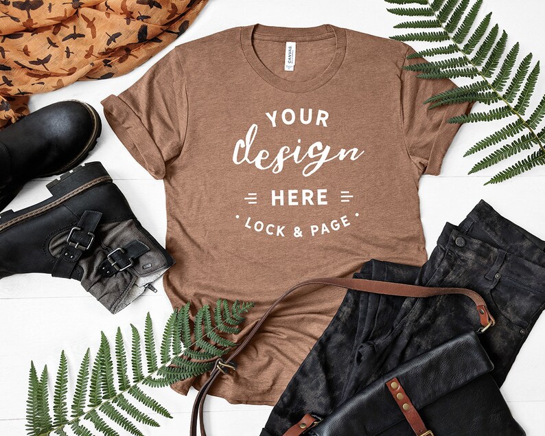 Download Heather Brown Bella Canvas 3001 Autumn Fall T-Shirt Mockup | Etsy