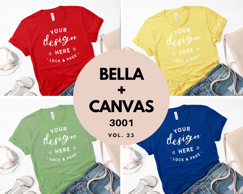 Download Mockup TShirt Bundle Bella Canvas 3001 T-Shirt Flat Lay ...