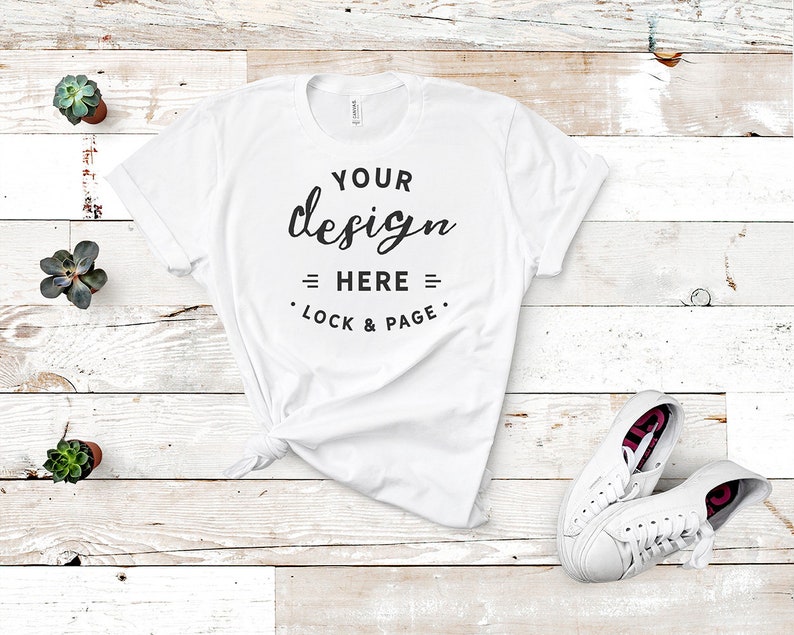 Download Bella Canvas 3001 White Unisex TShirt Mockup White Shoes ...