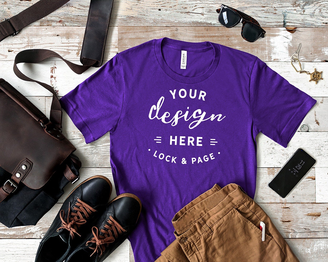 Download Men's Team Purple Bella Canvas 3001 T-Shirt Mockup | Etsy