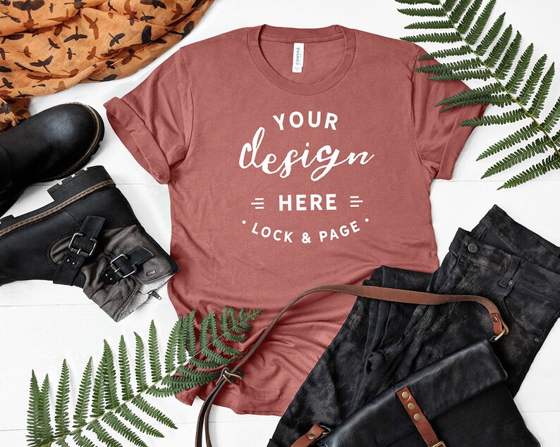Download Mauve Bella Canvas 3001 Autumn Fall T Shirt Mockup Autumnal Fashion Tshirt Flat Lay Seasonal Apparel Mockup Fallen Leaves Unisex T Shirt Photography Art Collectibles Vadel Com