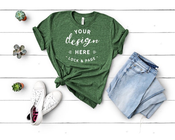 Heather green cheap bella canvas