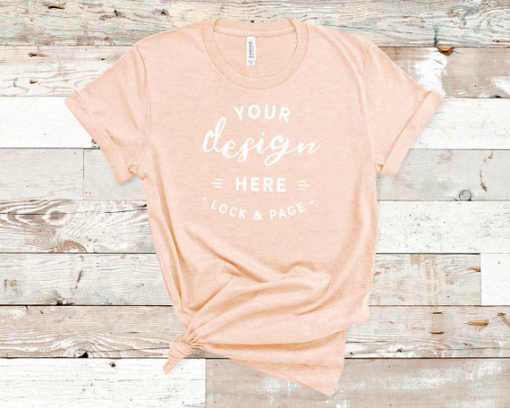 Heather Prism Peach Bella Canvas 3001 Tshirt Mockup Plain Etsy