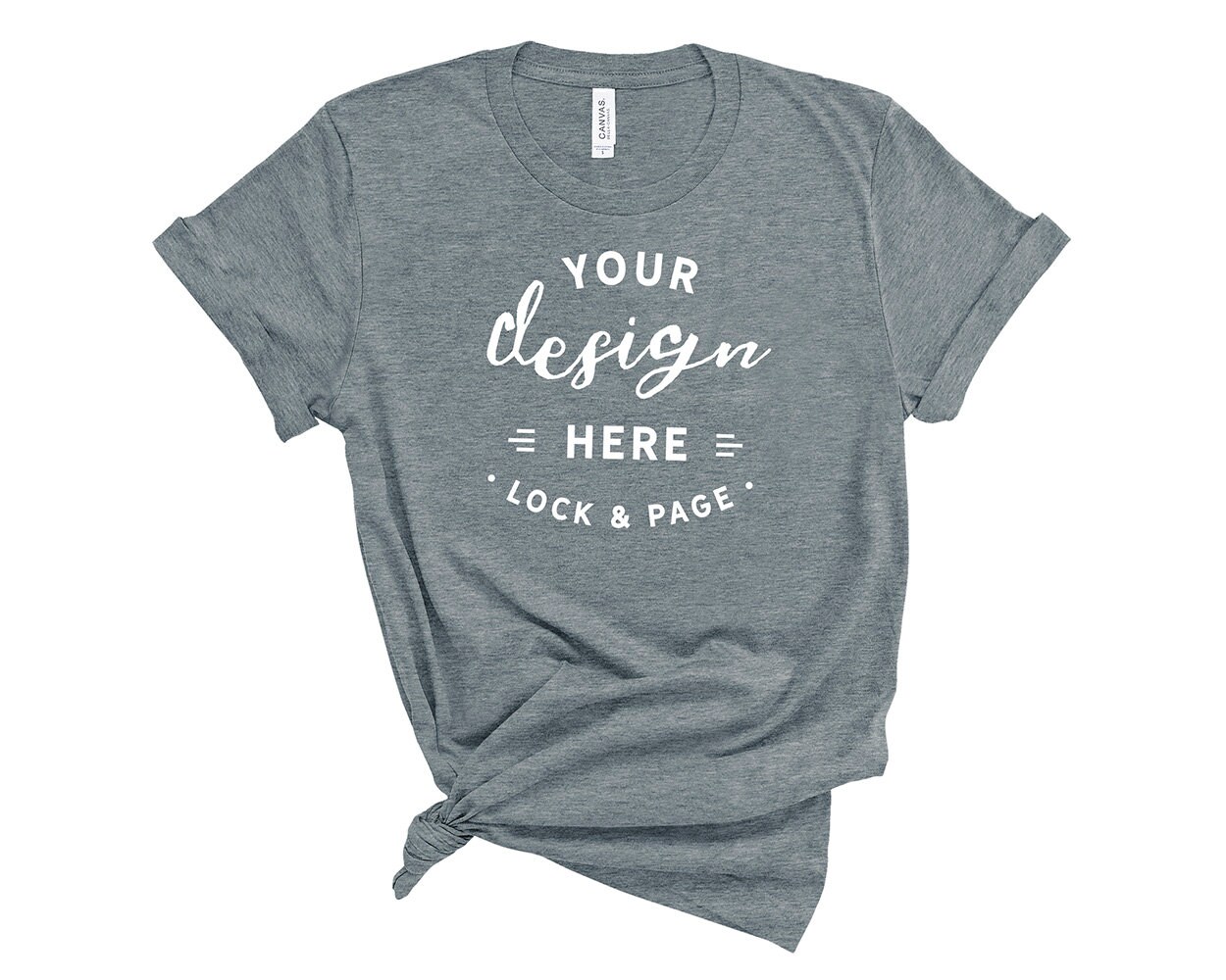 Deep Heather Bella Canvas 3001 T Shirt Mockup On Plain White Etsy