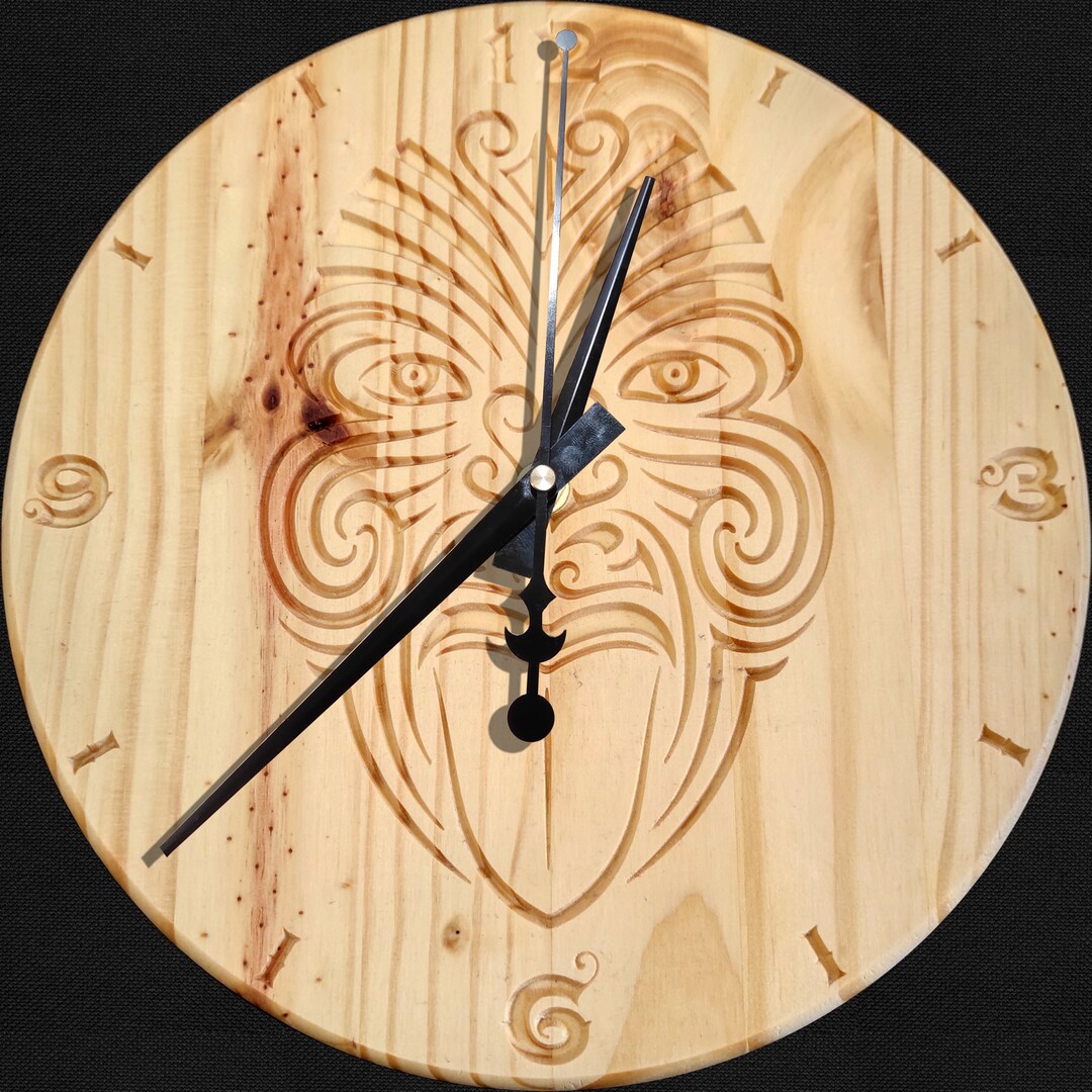 Wall Clock, Wooden Clock, Maori Mask, Design Clock, Christmas Gift ...