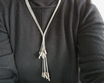 Steel vintage sliding necklace with tassels