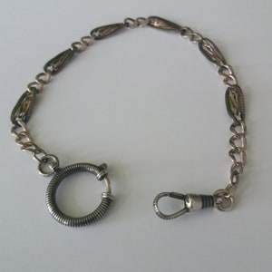 Antique niello watch chain in silver with gild links