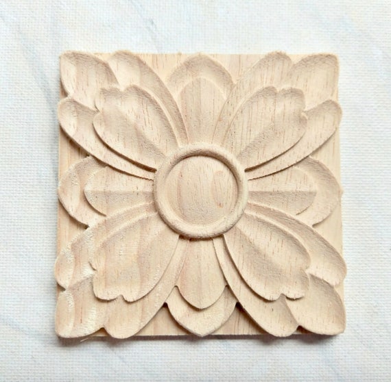 Rosette wood applique square applique furniture applique 