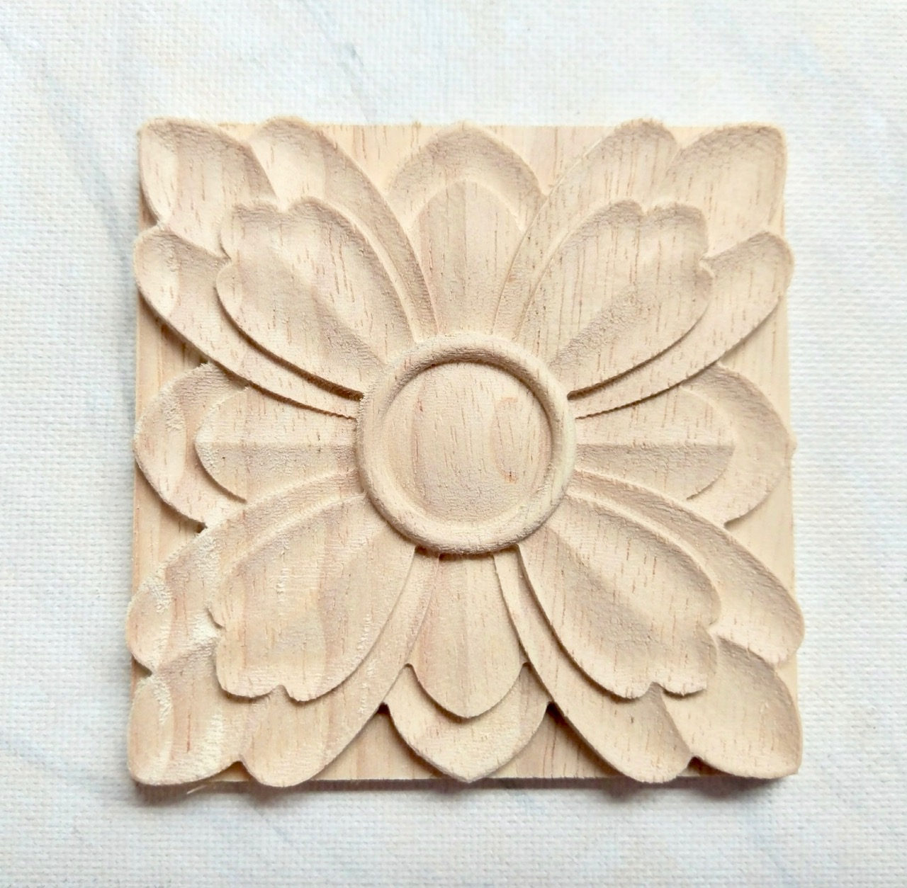 Rosette wood applique square applique furniture applique Etsy
