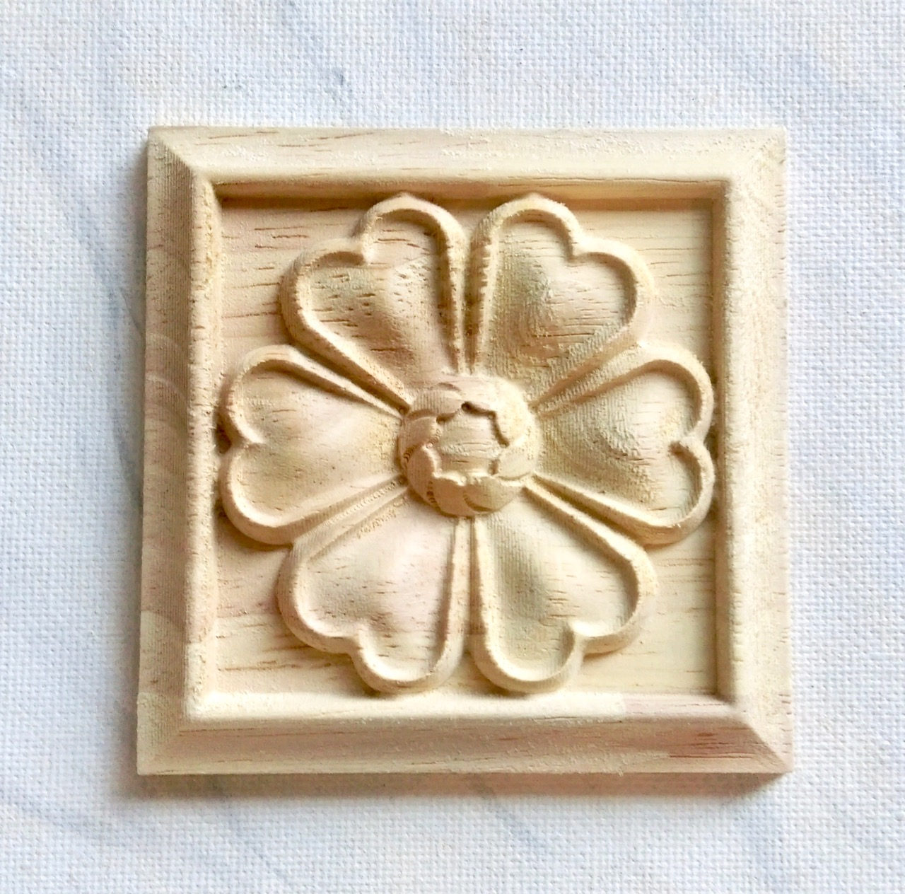 Rosette Applique, Square Rosette, Square Applique, Wood Rosette, Wood