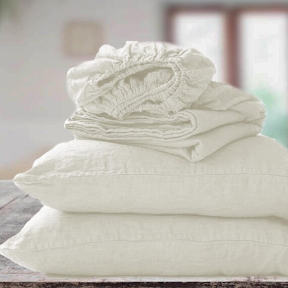 White Linen Pillowcase With Envelope Closure Standard Jumbo Etsy