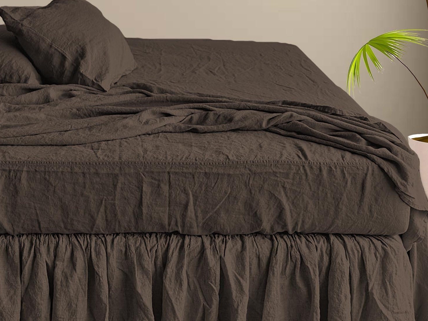 Chocolate Linen Flat sheet. Linen Bedding. Flat bed sheet Twin Etsy