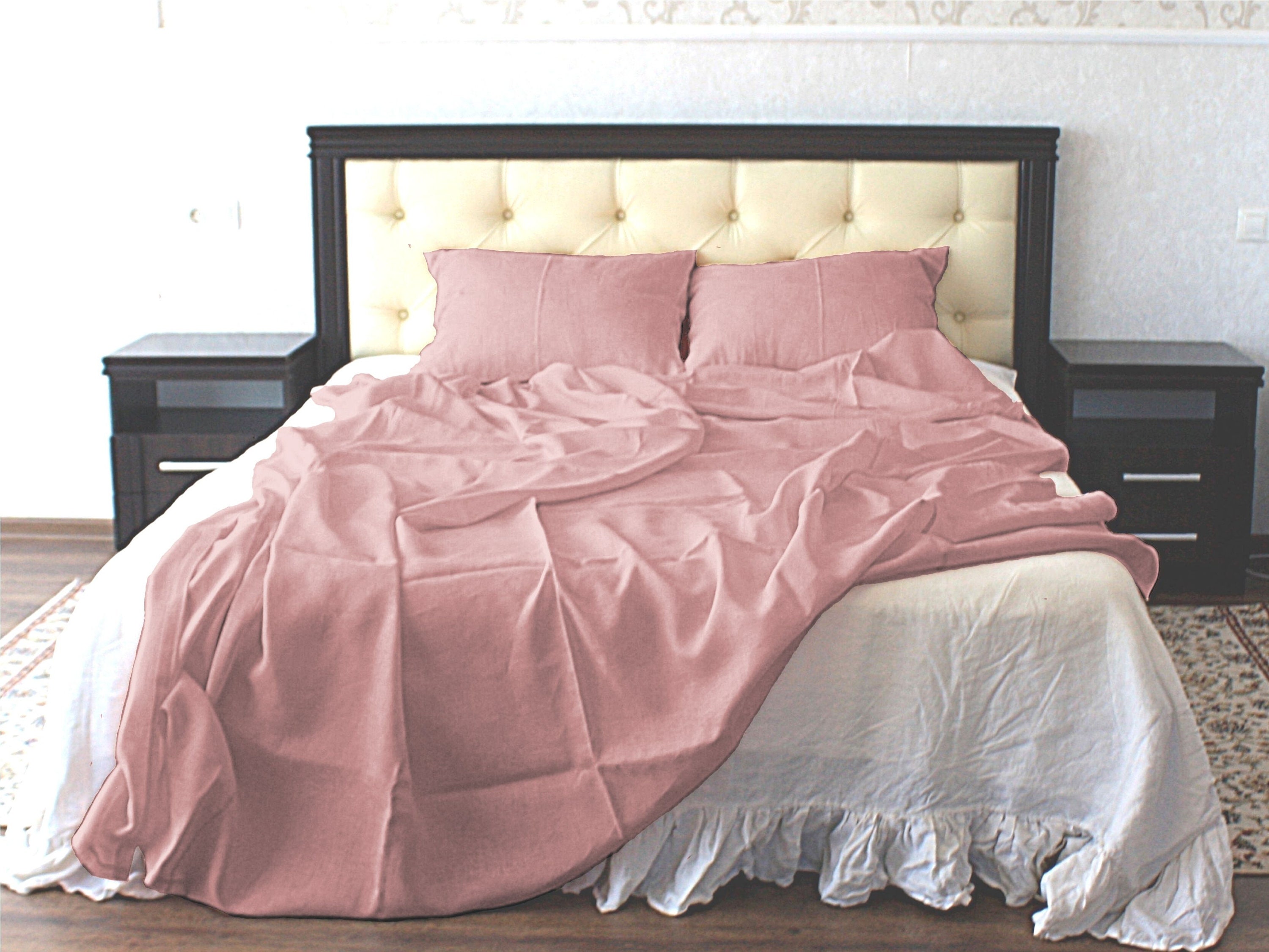 Linen Throw Blanket set in Dusty Pink. Summer Bed Spread 2 Etsy