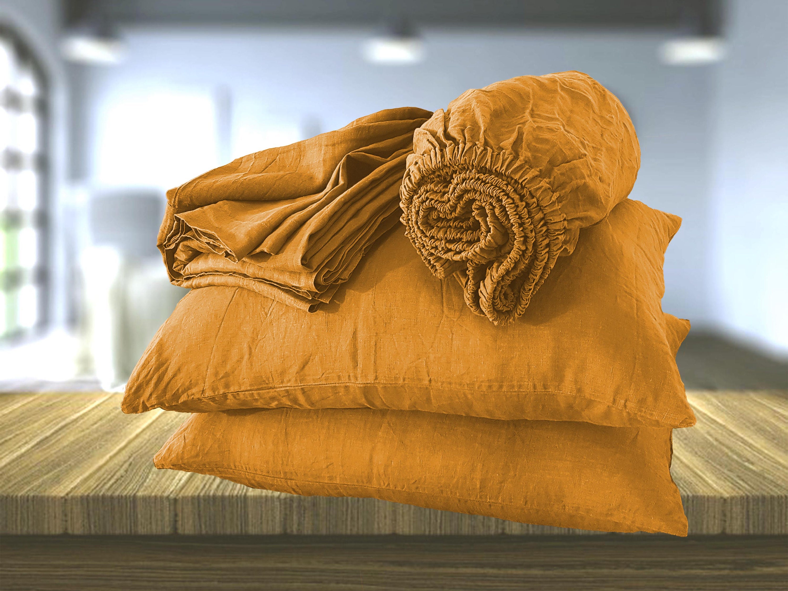Comfy Softened Pillowcase in Mustard color. Pillow case from Etsy
