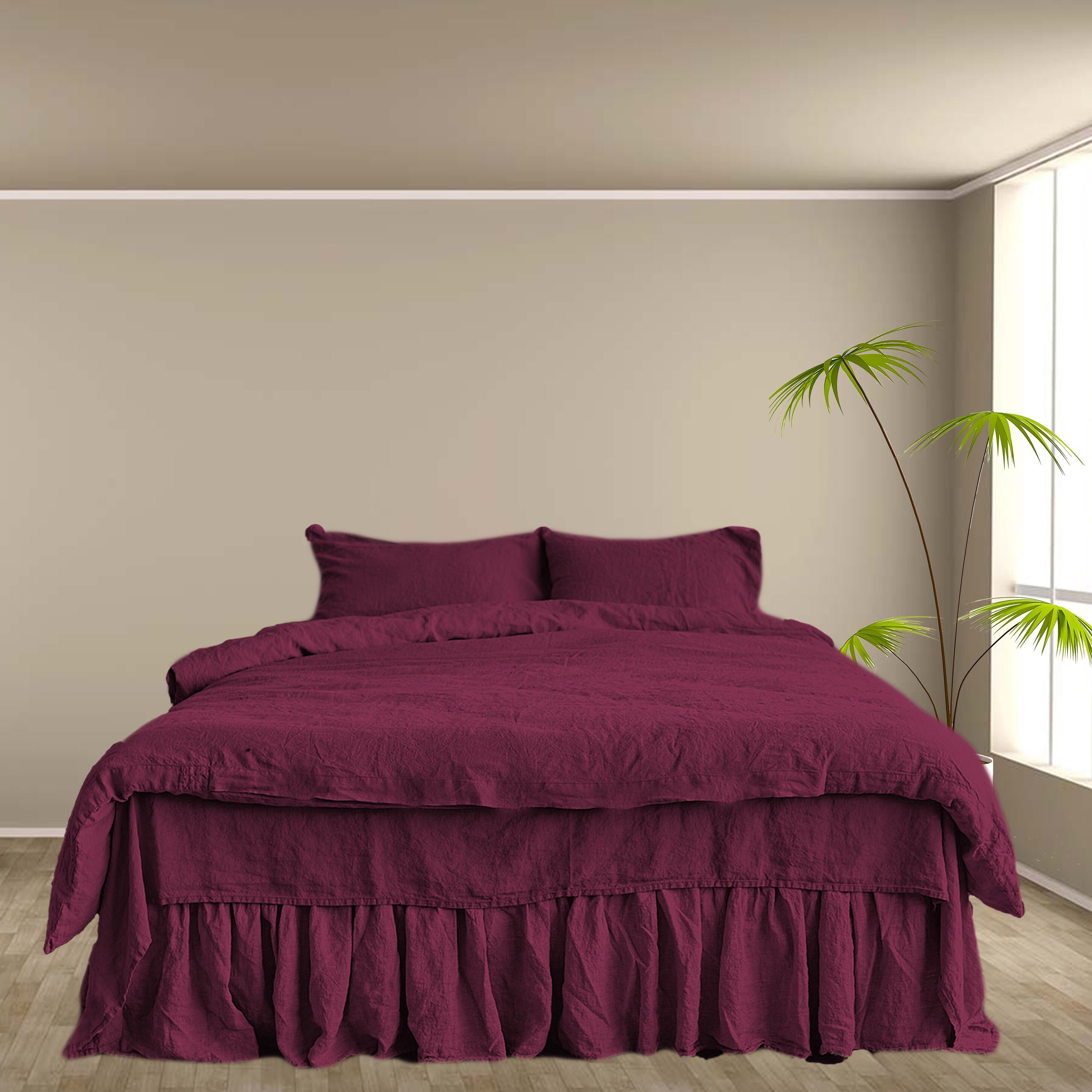 Cherry Linen Duvet Cover Queen And Pillowcases Soft Washed