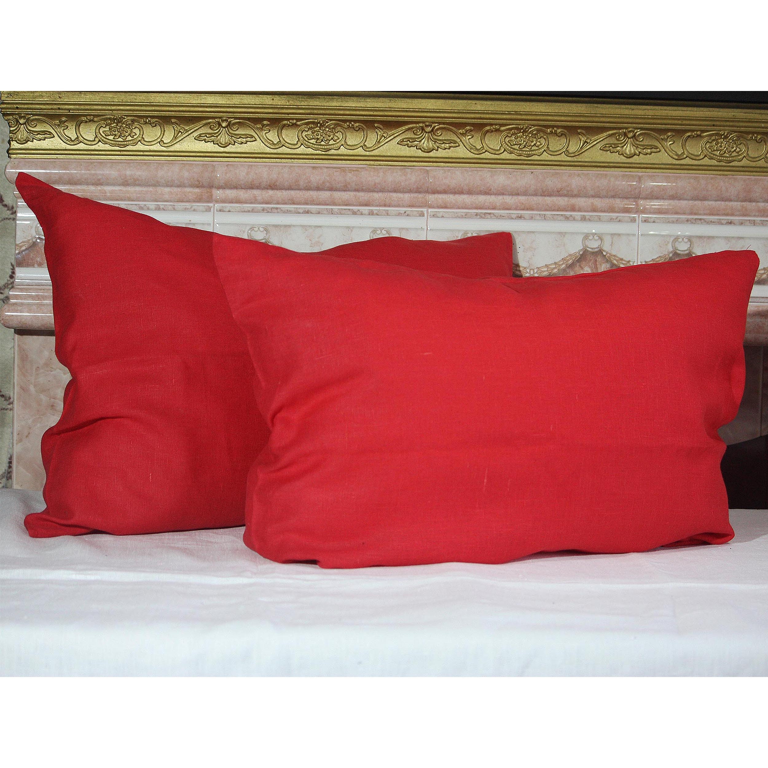 Red LINEN PILLOW CASE Natural Organic linen pillow cover Etsy