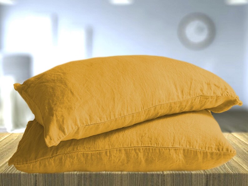 Mustard Linen pillow case. Standard Queen King Euro sham Etsy